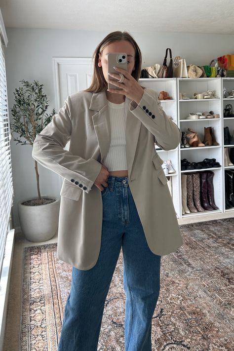 Kitty Oversized Blazer in Stone curated on LTK Stone Blazer Outfit, White Oversized Blazer Outfit, Creme Blazer Outfit, Oversized Blazer Outfit, Blazer Outfit, Style 2023, Autumn Outfits, Dream Style, Oversized Blazer