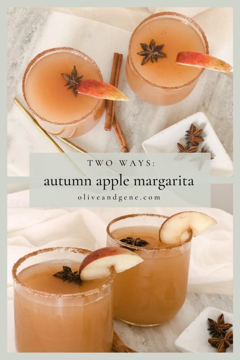 Virgin Apple Cider Cocktail, Autumn Margarita, Apple Margarita Recipe, Buffet Decorations, Lake Drinks, Apple Margarita, Thanksgiving Buffet, Quick Foods, Spiced Cocktail