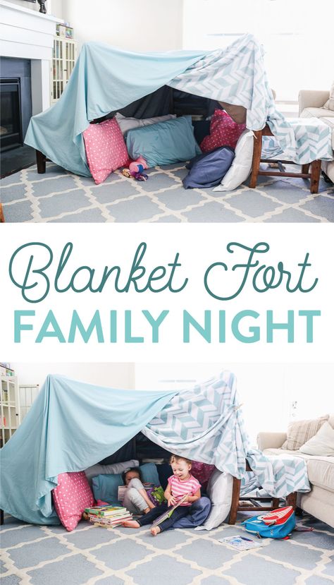 Spending time as a family doesn't have to cost a fortune. This Blanket Fort Family Night is the perfect inexpensive yet fun activity for your family. Grab some blankets, pillows, and a little imagination and get ready to build the best blanket fort ever. Blanket Fort Ideas Indoor Easy, Homemade Forts, Diy Blanket Fort, Indoor Tent For Kids, Living Room Fort, Activity Jar, Indoor Forts, Cool Forts, Fun Blanket