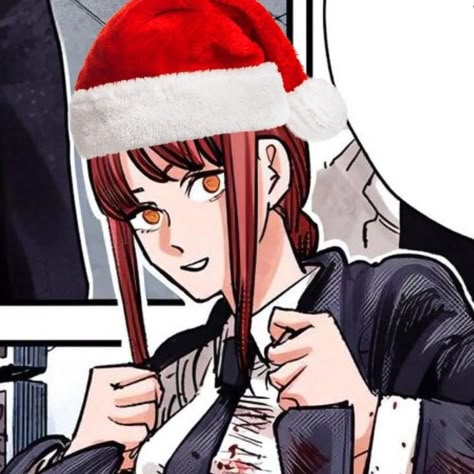 Makima Christmas, Csm Christmas, Christmas Anime Pfp, Power And Kobeni, Makima Csm, Christmas Pfps, Denji Power, Christmas Anime, Chill Guy