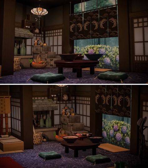 Shino Hhp Acnh, Acnh House Interior Ideas Japanese, Acnh Japanese Interior Designs, Animal Crossing Shino House, Acnh Shino House Interior, Japanese Interior Animal Crossing, Japanese Hotel Lobby, Traditional Japanese Hotel, Acnh House