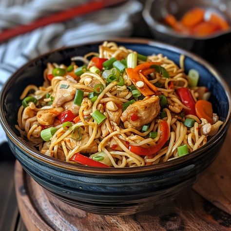 ## *Easy Weeknight Chicken Chow Mein* Craving takeout but don't want to leave the house? This easy Chicken Chow Mein is ready in under 30 minutes and tastes even better than your favorite Chinese restaurant! *Ingredients:* * 1 pound boneless, skinless chicken breasts, cut into bite-sized pieces * 2 tablespoons cornstarch * 3 tablespoons soy sauce * 1 tablespoon vegetable oil * 1 package (12 ounces) chow mein noodles * 3 tablespoons sesame oil, divided * 2 cloves garlic, minced * 1 (14-ounc... Chicken With Cornstarch, Easy Chicken Chow Mein, Chinese Chow Mein, Easy Weeknight Chicken, Weeknight Chicken, Chicken Chow Mein, Chow Mein Noodles, Food Decor, Chow Mein