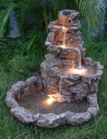 Patio Water Fountain, Backyard Water Fountains, Kolam Koi, Fountain Garden, Taman Air, Outdoor Water Features, Garden Water Fountains, Diy Garden Fountains, Indoor Water Fountains