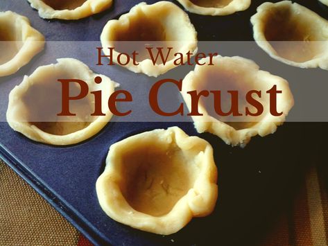 HOT WATER Pie Crust - Yes, hot water.   A tender and flaky pie crust made by whipping shortening with hot water. From Cooking from Quilt Country by Marcia Adams. Hot Water Crust Pastry Recipe, Hot Water Pie Crust, Hot Water Pie, Simple Pie Crust, Hot Water Crust, Water Pie, Hot Water Pastry, Hot Water Crust Pastry, Simple Pie