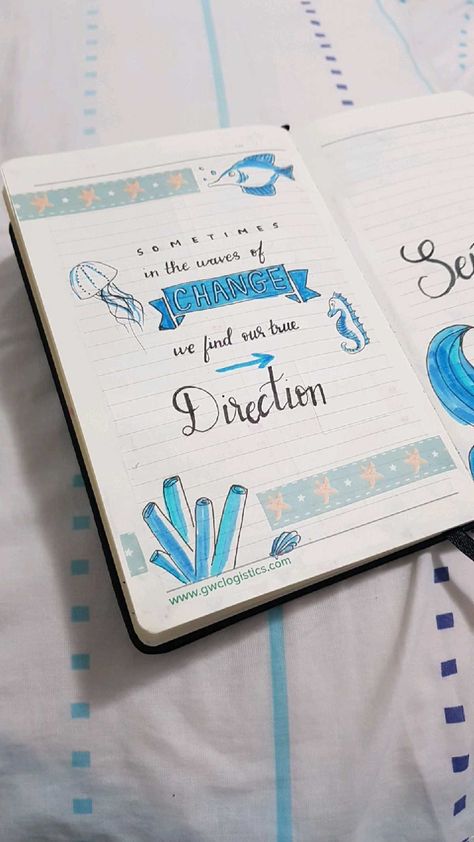 Ocean Notebook, Ocean Quote, Marine Life Art, Grammar Notes, August Quotes, Boulet Journal, Organization Notes, Aesthetic Writing, Holiday Homework