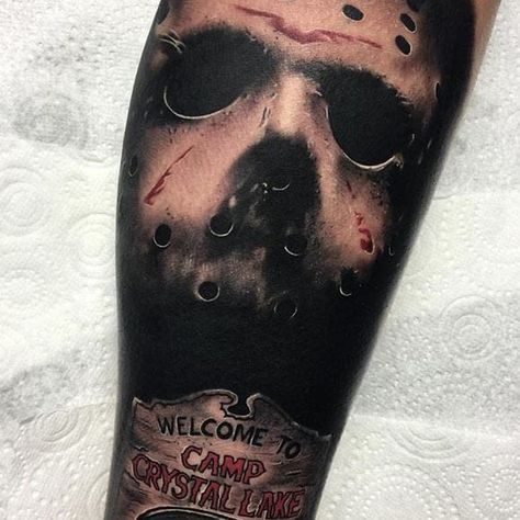 Hahaha Joker, Horror Movie Tattoos, Jason Mask, Evil Tattoos, Movie Tattoo, Movie Tattoos, Scary Tattoos, Mask Tattoo, Horror Tattoo