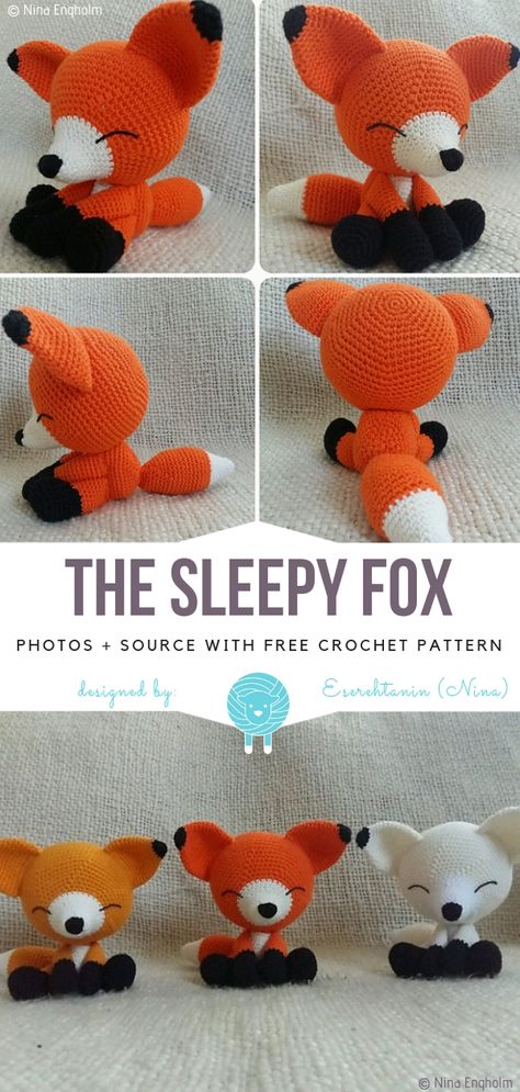 Fox Crochet Pattern Free Amigurumi, Crochet Creatures Free Pattern, Fox Crochet Pattern, Woodland Creature Crochet Patterns Free, Crochet Fox Ears, Fox Crochet, Forest Animal Crochet Patterns, Small Fox Crochet Pattern Free, Fennec Fox Crochet Pattern