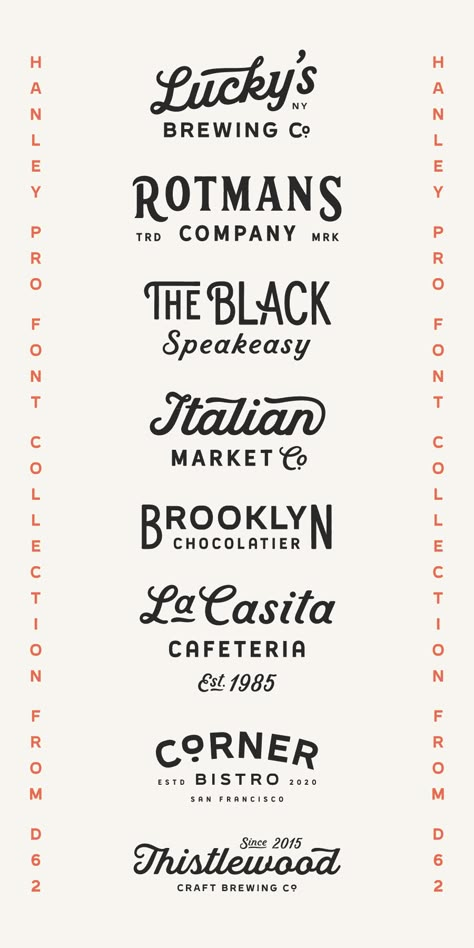 Designed with Hanley Pro Font Collection.Script font,retro,vintage,modern,branding,logo,logo design,type,typography,typography design,script,cool,trendy,Sans serif, sans,display font,font pairings Typography Logo Vintage, Craftsman Logo Design, Cafe Font Design, Vintage Font Pairing, And Logo Design, Modern Vintage Typography, Vintage Script Lettering, Vintage Logo Font, Retro Modern Logo Design