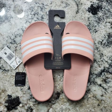 Adidas Adilette Comfort Slides Pink/White Womens Shoes Gv9739 Size 8. Brand New With Tags. These Slides Are My Favorite. Comfort For Days! -Lightweight Slides With A Pillow-Soft Footbed For Cruising Comfort -Synthetic Upper For Durability And A Light Weight -Eva Outsole For Lightweight Comfort -Cloudfoam Plus Footbed Helps Recharge Your Energy With Pillow-Soft Cushioning *New Bday List, Adidas Adilette, Adidas Pink, White Shoes Women, Shoes Adidas, Pink Adidas, Adidas Shoes, Adidas Women, New Color