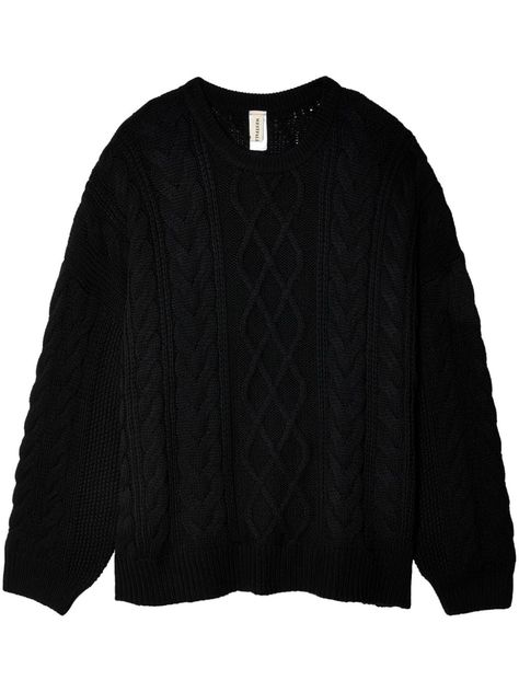 black wool panelled design cable knit ribbed trim drop shoulder round neck long sleeves ribbed cuffs and hem Regulus Black Clothes, Black Sweater Png, Black Wool Sweater, Black Cable Knit Sweater, Jumper Designs, Ideal Closet, Image Swag, Regulus Black, Oc Inspo