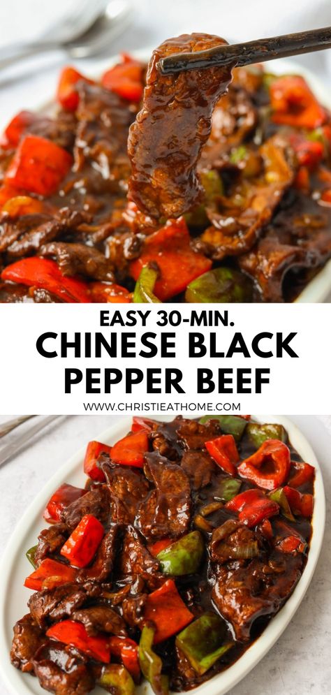 Beef And Peppers, Chinese Beef Recipes, Black Pepper Sauce, Black Pepper Beef, Pepper Beef, Homemade Chinese Food, Asian Beef, Chinese Cooking Recipes, Easy Chinese Recipes