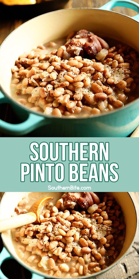 You only need a few ingredients to make a delicious pot of Southern Pinto Beans! I break down all you need to know. Plus, this method works for other dried beans, too. Small limas, large limas, black beans, kidney beans, and more all are perfect when made this way! Southern Butter Beans, Southern Pinto Beans, Southern Pinto Beans Recipe, Pinto Beans Recipe, Pot Of Beans, Butter Beans Recipe, Pinto Bean Recipes, Southern Plate, Beans Recipe