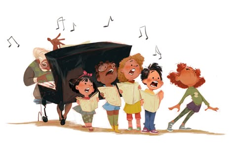 Choir Illustration, Kids Character Design, Singing Drawing, Story Books Illustrations, Children Sketch, Comic Layout, American Illustration, Music Illustration, Children Book Illustration