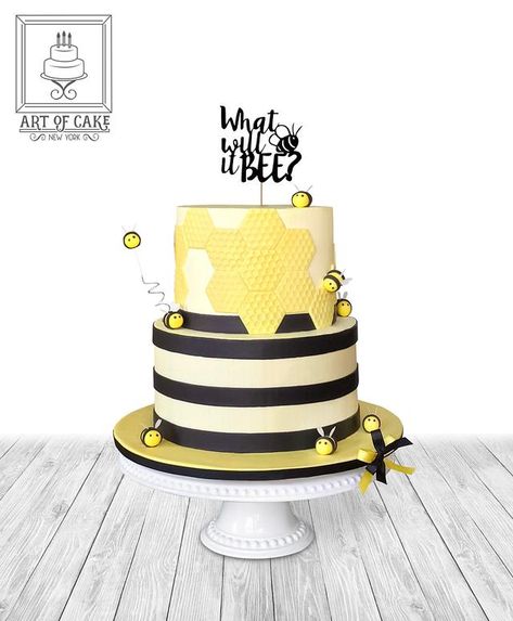 Bumble Bee Baby Shower Cake, Bee Baby Shower Cake, Bee Themed Gender Reveal, Bee Birthday Cake, Rodjendanske Torte, Bee Cake, What Will It Bee, Honey Bee Baby Shower, Bee Gender Reveal