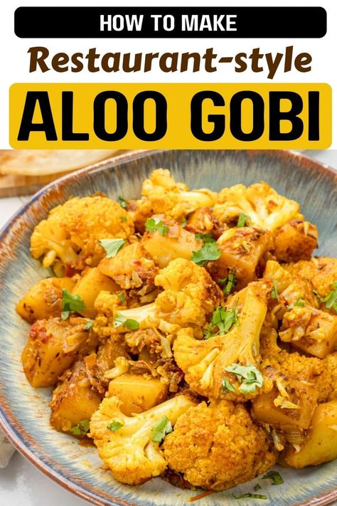 Aloo Gobi is a delicious and easy 20-minute Indian potato and cauliflower stir-fry. A vegan and gluten-free side dish that pairs perfectly with roti, naan, or parathas. | pipingpotcurry.com Aloo Gobi Curry Recipe, Gobi Curry, Aloo Gobi Recipe, Gobi Recipes, Cauliflower Stir Fry, Asparagus Stir Fry, Curry Indian, Aloo Gobi, Healthy Indian Recipes