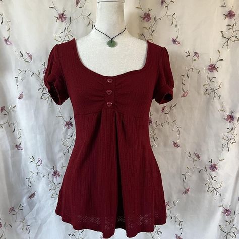 Red top best fits a s/m - Depop Viktoria Core, Red Shirt Outfit, Ae Outfits, Depop Clothes, Hot Day Outfit, Red Longsleeve, Outfit Inspo Aesthetic, Red Outfits, 2000s Outfits