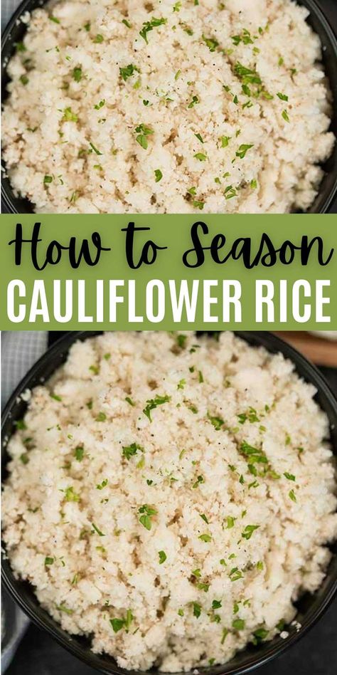 How to Season Cauliflower Rice - 7 easy ways! Cauliflower Rice Recipes Healthy, Make Cauliflower Rice, Cauliflower Rice Easy, Rice Cauliflower, Low Carb Side Dish, Healthy Rice Recipes, Low Carb Side, How To Make Cauliflower, Frozen Cauliflower Rice