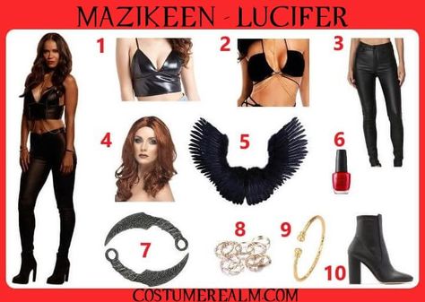 Dress Like Mazikeen From Netflix's Lucifer, Mazikeen Halloween Costume, Cosplay, Costume, Outfits Guide Maze Costume Lucifer, Maze And Lucifer Costumes, Mazikeen Lucifer Outfits, Maze Outfits Lucifer, Mazikeen Cosplay, Mazikeen Costume, Mazikeen Outfits, Lucifer Outfits, Lucifer Costume