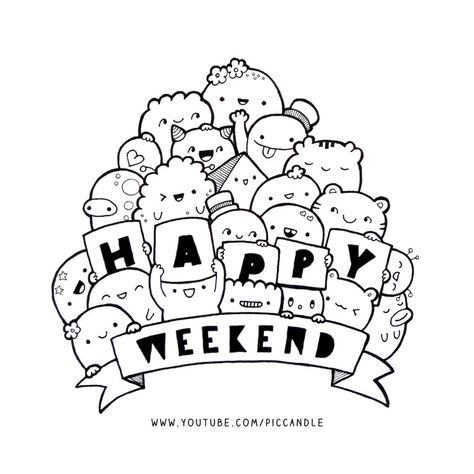 Doodle - Happy Weekend by PicCandle on deviantART Pic Candle Doodle, Great Doodle, Doodle Art Posters, Doodle Monster, Pic Candle, Doodle Characters, Doodle Art Journals, Doodle Art Drawing, Doodle Inspiration