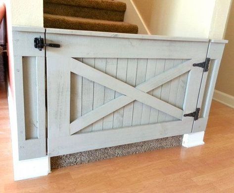 Barn Door Baby Gate, Diy Dog Gate, Diy Baby Gate, Remodeling House, Pet Gates, Dog Doors, Dog Gates, Stair Gate, Baby Door