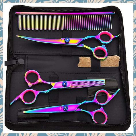 Bestmemories Dog Grooming Scissors Colorful Pet Trimming Scissors Set Professional Grooming Barber Scissors Kit 7 inch Stainl Dog Grooming Scissors, Thinning Shears, Pet Grooming Tools, Barber Scissors, Hairdressing Scissors, Hair Scissors, Grooming Kit, Grooming Tools, Cat Grooming