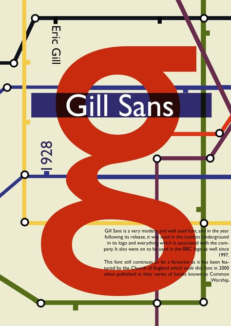 Gill Sans Poster, Gill Sans Font, Typography History, Sans Typography, Vignelli Design, Map Typography, Gill Sans, Typeface Poster, 잡지 레이아웃