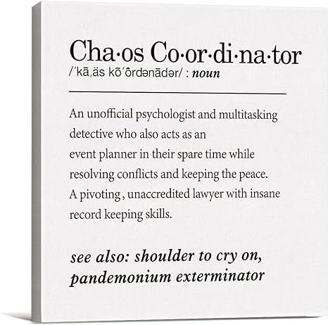 Employee Awards, 8x8 Frame, Chaos Coordinator, Good Employee, Keep The Peace, Poster Decor, Teacher Mom, Boss Gift, Creative Stuff