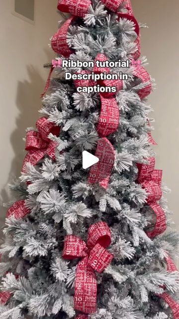 Liliana Jaimes| Holiday decor | I’ve been asked for tips for adding ribbon to the Christmas tree. Here is a simple way to do it ⬇️🎀🎄

1. Make a three loop bow and leave a... | Instagram Christmas Tree Ideas Ribbon Decorating, Simple Christmas Tree Ribbon Ideas, Adding Bows To Christmas Tree, How To Apply Ribbon To Christmas Tree, Ribbon On Tree How To Put, How To Tie Bows For Christmas Tree, Loop And Tail Ribbon Christmas Tree, How To Make Christmas Tree Bows, How To Ribbon A Christmas Tree