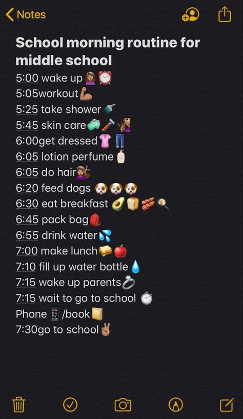 This is just what works for me mind the dog part i have three🤪 but yah Morning Routine With Dog, School Morning Routine 5 Am, 6th Grade Tips, Before School Routine, Good Apps For Iphone, Middle School Essentials, Morning School, Check Lists, Morning Routine School