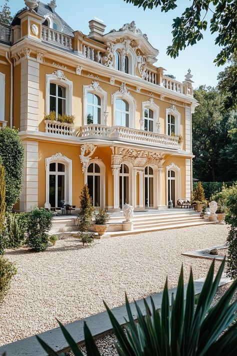 Modern French Mansion, Gravel Yard, French Chateau Homes, Unusual Architecture, French Mansion, Character Homes, French Chateau Style, Houses Exterior, English Estate