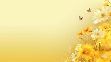 Premium AI Image | Yellow flowers and butterflies on a yellow background with a butterfly generative ai Flower Background Yellow, Yellow Flower Background, Simple Poster Design, A Bunch Of Flowers, 3d Font, Background Flower, Simple Poster, Flower Yellow, Background Template