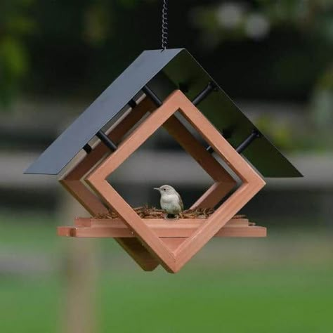 Perky-Pet Architect Hanging Wood Bird Feeder - 1/4 Cup Capacity 50180 Modern Bird Feeders, Wood Bird Feeder, Modern Birdhouses, Wooden Bird Feeders, Bird House Feeder, Wild Bird Feeders, Modern Birds, Diy Bird Feeder, Diy Birds