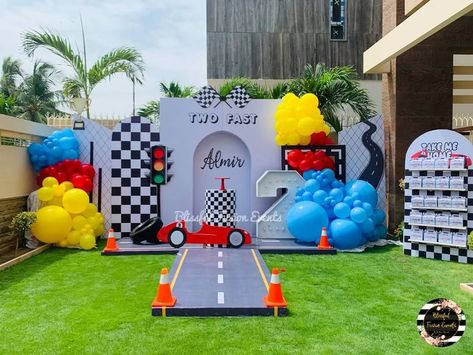 “Growing Up TWO Fast………” 🏎️🏁 . . . . Concept & Styling: @kulsoom.motiwala Execution: @blissfulfusionevents Cutouts/Supplies: @blissfuldreamscreations Graphic Design: @creativefusionstudiospk Whatsapp: 0311-2985551 "Life's too Short to have Boring Parties" #racecarparty #carparty #carthemebirthday #racecarbirthday #festaracecar #racecartheme #raceparty - #blissfulfusionevents - #eventprofs - #eventplanner - #eventplanners - #meetingprofs - #events - #eventtips - #eventplanning - #eventmark... Car Theme Backdrop, Car Birthday Decorations Ideas, Fast Birthday Decorations, Two Fast Two Furious, Two Fast Party, Hot Wheels Themed Birthday Party, Car Theme Birthday Party, Car Themed Birthday Party, Car Theme Birthday