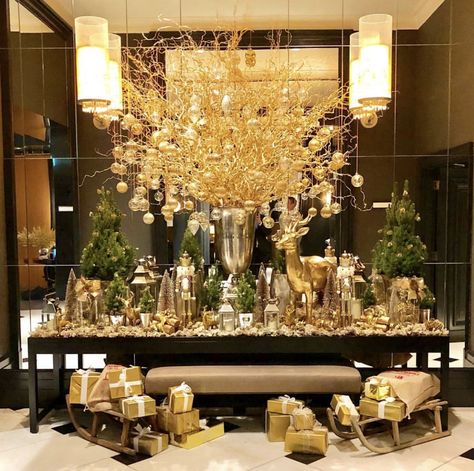 Dubai Christmas Decor, Luxury Hotel Christmas Decor, Hotel Christmas Decor, Hotel Lobby Christmas Decor, Christmas Decor Hotel Lobby, Christmas Hotel Lobby, Plaza Hotel Christmas, Winter Wonderland Christmas Party, Christmas Party Table