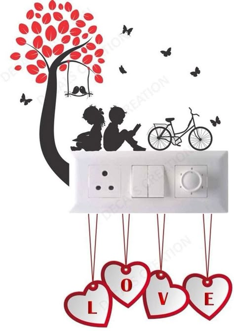 Swichbord Drawing Simple, Swichbord Drawing, Switchboard Art Design, Wall Drawing Ideas Creativity, Switchboard Art, Switch Board Painting, Switch Board Art, Wall Painting Ideas Creative, Wall Drawing Ideas