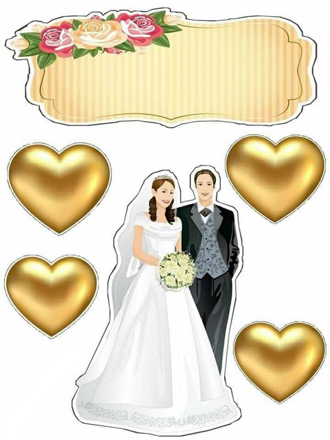 Wedding Cake Topper Printable, Kue Anniversary, Dora Wallpaper, Cake Topper Wedding Romantic, Cake Drawing, Birthday Cake Topper Printable, Wedding Anniversary Cake, Creative Birthday Cakes, Engagement Cakes