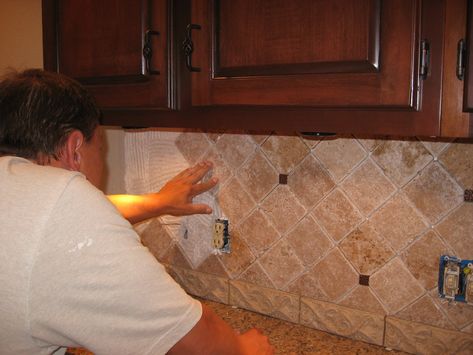 The travertine mosaic tile is a type of tile with tiny holes as its decoration. These tiles come in different shades and sizes. One of the most common problems with these tiles is the accumulation of dirt inside the holes. To help address this problem, applying grout with a darker shade than the tile and sealing the holes in the travertine mosaic tile can help make the large difference.MaterialsThese are some of the things that you will definitely need in sealing those tiles. You have to make su Natural Stone Tile Backsplash, Copper Mosaic Tile, Metal Mural, Trendy Backsplash, Travertine Mosaic Tiles, Mosaic Tile Backsplash Kitchen, Stone Tile Backsplash, Natural Stone Backsplash, Backsplash Kitchen Ideas