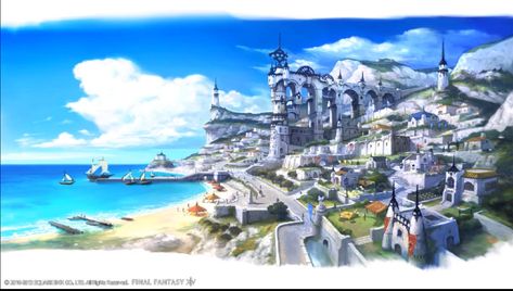 Limsa Lominsa Housing Funny Medieval, Realm Reborn, Final Fantasy X, Fantasy Castle, Fantasy City, Fantasy Places, Game Concept Art, Landscape Scenery, Final Fantasy Xiv