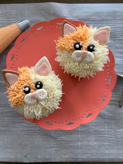 Kitten Cupcakes For Kids, Cat Face Cupcakes, Cat And Dog Cupcakes, Cat Birthday Cupcakes, Cat Cupcakes Ideas, Easy Cat Cake, Kitten Cupcakes, Kitty Cat Cupcakes, Animal Cupcakes Easy