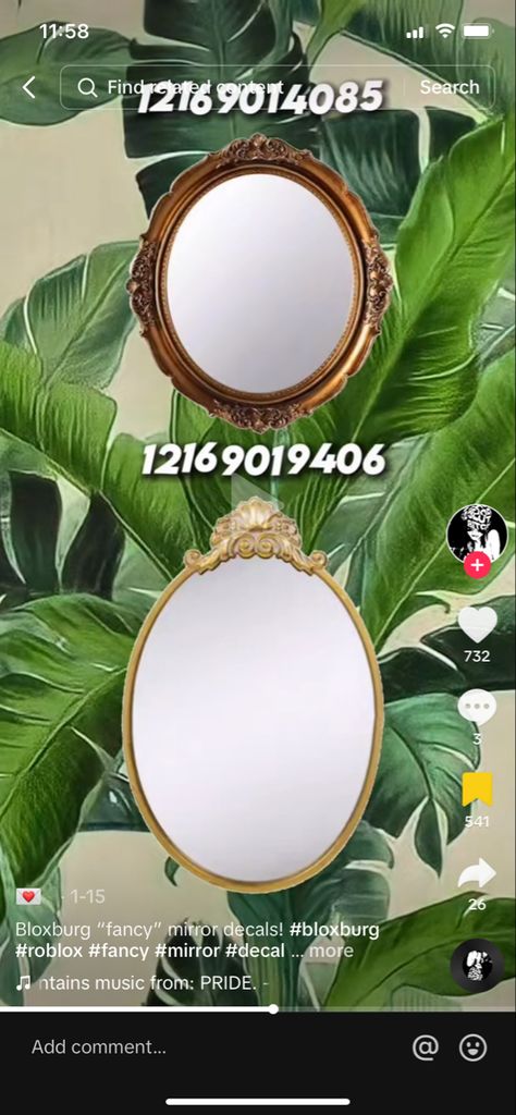 Bloxburg Gold Decals, Victorian Wallpaper Codes Bloxburg, Bloxburg Gold Mirror Decal, Fancy Decals Bloxburg, Vintage Mirror Decals Bloxburg, Coquette Mirror Decals Bloxburg, Roblox Mirror Decal, Bloxburg Victorian House Decals, Mirror Decal Codes