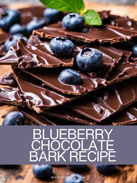 Blueberry Chocolate Bark Recipe: A Simple, Delicious, and Healthy Treat Chocolate Covered Blueberries Homemade, Blueberry Chocolate Bark, Blueberry Bark, Fruit Bark, Chocolate Covered Blueberries, Chocolate Bark Recipe, Blueberry Chocolate, Yummy Healthy Breakfast, Frozen Chocolate