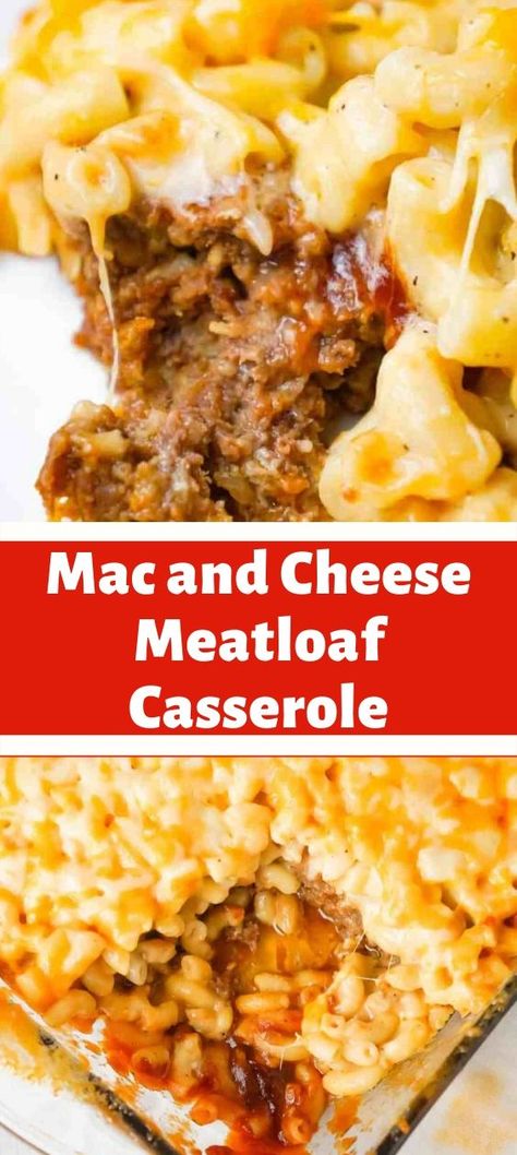 Mac and Cheese Meatloaf Casserole Cheese Meatloaf, Ground Beef Meatloaf, Meatloaf Casserole, Macaroni And Cheese Casserole, Cheese Stuffed Meatloaf, Beef Meatloaf, Hearty Dinner Recipes, Cheese Baked, Diner Recept