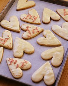 white chocolate frosted shortbread cookies. I used a Lindt white chocolate bar with coconut and it was so good! Martha Stewart Recipes, Shaped Cookies, Heart Shaped Cookies, Hearts Valentines, Valentines Day Desserts, Valentines Day Food, Cookie Time, Valentines Day Treats, Heart Cookies