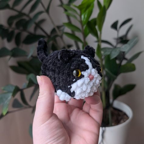 Tuxedo Kitties ✨ These adorable black and white kitties are a fan-favorite. More people applied to test this style than any of the others! Pattern: No Sew Mini Kitties by me, out now! #nosewminikitties Tuxedo cat tested by: - @bubblecatcrochet - @threadsbyathenaa - @tigerlilybeppo.crochet - @comfycatscrochet #patterntesterappreciation #crochetcats #smallcrochetplushies #nosewcrochet #loafcat #crochetloafcat #crochetkitties #crochettuxedocat #cubiecrochet Tuxedo Cat Crochet, Tuxedo Cat, Crochet Cat, Crochet Projects, Kitty, Black And White, Sewing, Crochet, Pattern