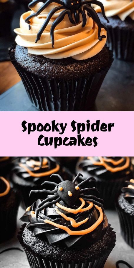 Spooky Spider Halloween Cupcakes: Creepy and delicious cupcakes perfect for Halloween parties. Rich chocolate flavor with a fun spider design. Easy to make and sure to wow your guests! #HalloweenBaking #SpookyCupcakes #HalloweenTreats #SpiderCupcakes #CupcakeDecorating #SweetHalloween #TrickOrTreat #HalloweenDesserts #FunWithFood #CreepyCupcakes Spider Cupcakes Halloween, Chocolate Spiders, Spider Cupcakes, Pull Apart Cupcake Cake, Spider Design, Pull Apart Cupcakes, Spooky Food, Delicious Cupcakes, Spooky Spiders