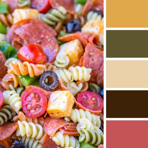 Pepperoni Pasta Salad, Pepperoni Pasta, Colourful Clothing, Palette Challenge, Paint Your House, Food Inspired, Color Palette Challenge, Artwork Inspiration, Pallet Ideas