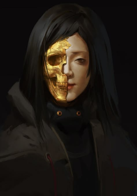 Gold Character Art, The Antichrist, Character Portrait, Arte 8 Bits, Illustration Portrait, Half Mask, Half Face Mask, World Of Darkness, 다크 판타지