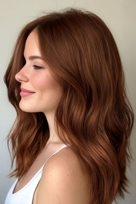 70 Hottest Brown Hair Colour Shades For Stunning Look : Salted Caramel Balayage Hair Color For Auburn Hair, Root Melt Auburn, Dark Red Hair Natural Redheads, Auburn Hair With Golden Highlights, Dark Auburn Hair Natural, Low Maintenance Auburn Hair, Auburn Streaks In Brown Hair, Auburn Hair Cool Skin Tone, Soft Autumn Grey Hair