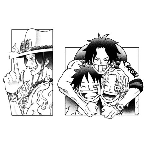 One Piece Tattoo Design Anime, Ace Tattoo Ideas One Piece, Ace Sabo Luffy Tattoo, Anime Tattoos One Piece, Ace One Piece Tattoo Ideas, One Piece Flash Tattoo, Roronoa Zoro Tattoo Ideas, Sanji Tattoo, One Piece Tattoo Design