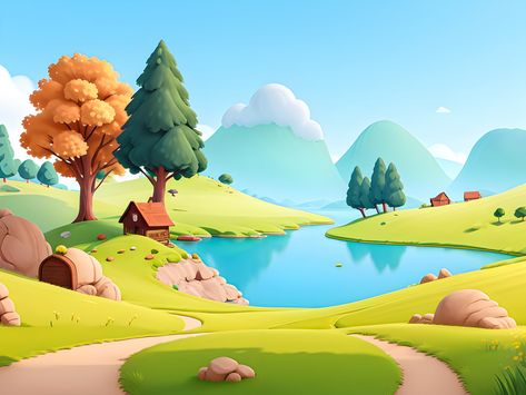 3d Cartoon Landscape Background#pikbest##Backgrounds Cartoon Background 3d, Cartoon Landscape Backgrounds, 3d Cartoon Background, Collage Items, Cartoon Landscape, Boat Cartoon, Mountain Background, Png Free Download, Illustration Cute